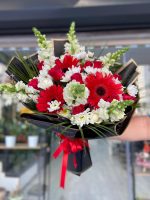 #ÇA110 Kırmızı Gerbera Beyaz Papatya Buketi