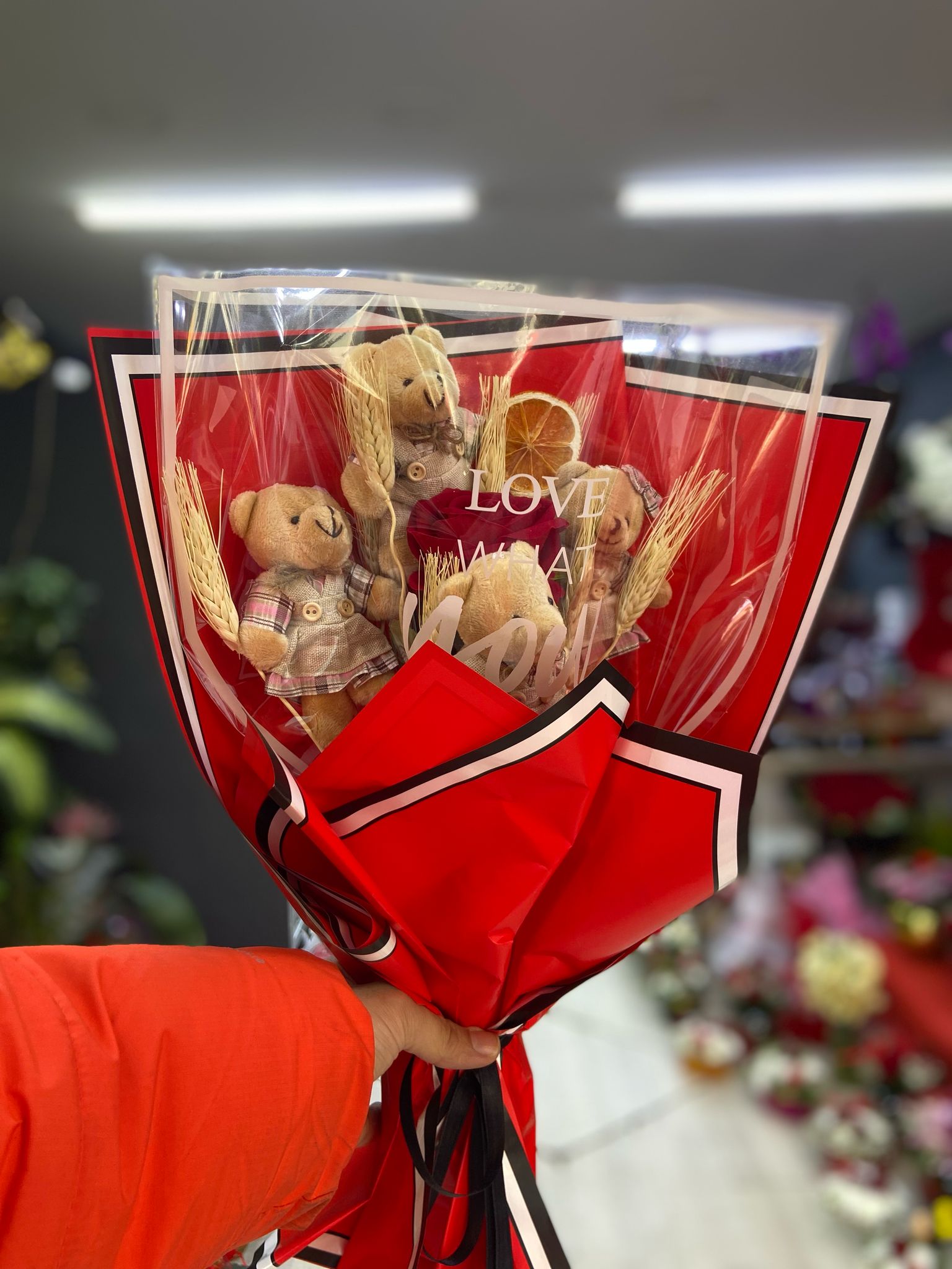 love ayıcık buketi kırmızı